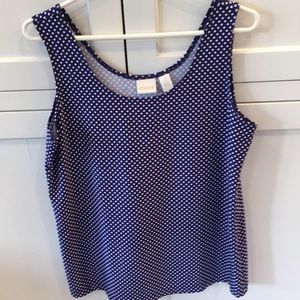 Chico’s size 12 (size 2) blue and white dot tank.